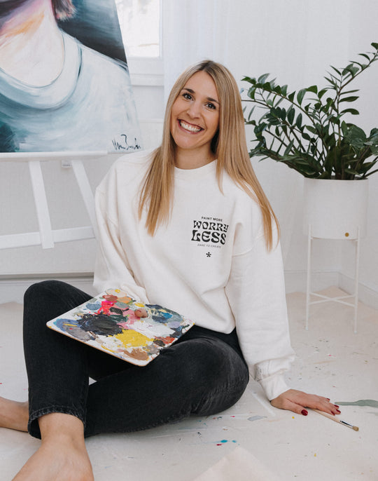 Paint more worry less Sweatshirt - Weiß