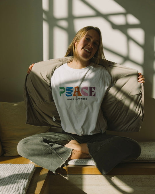 Peace Bigshirt Kurzarm - Weiß