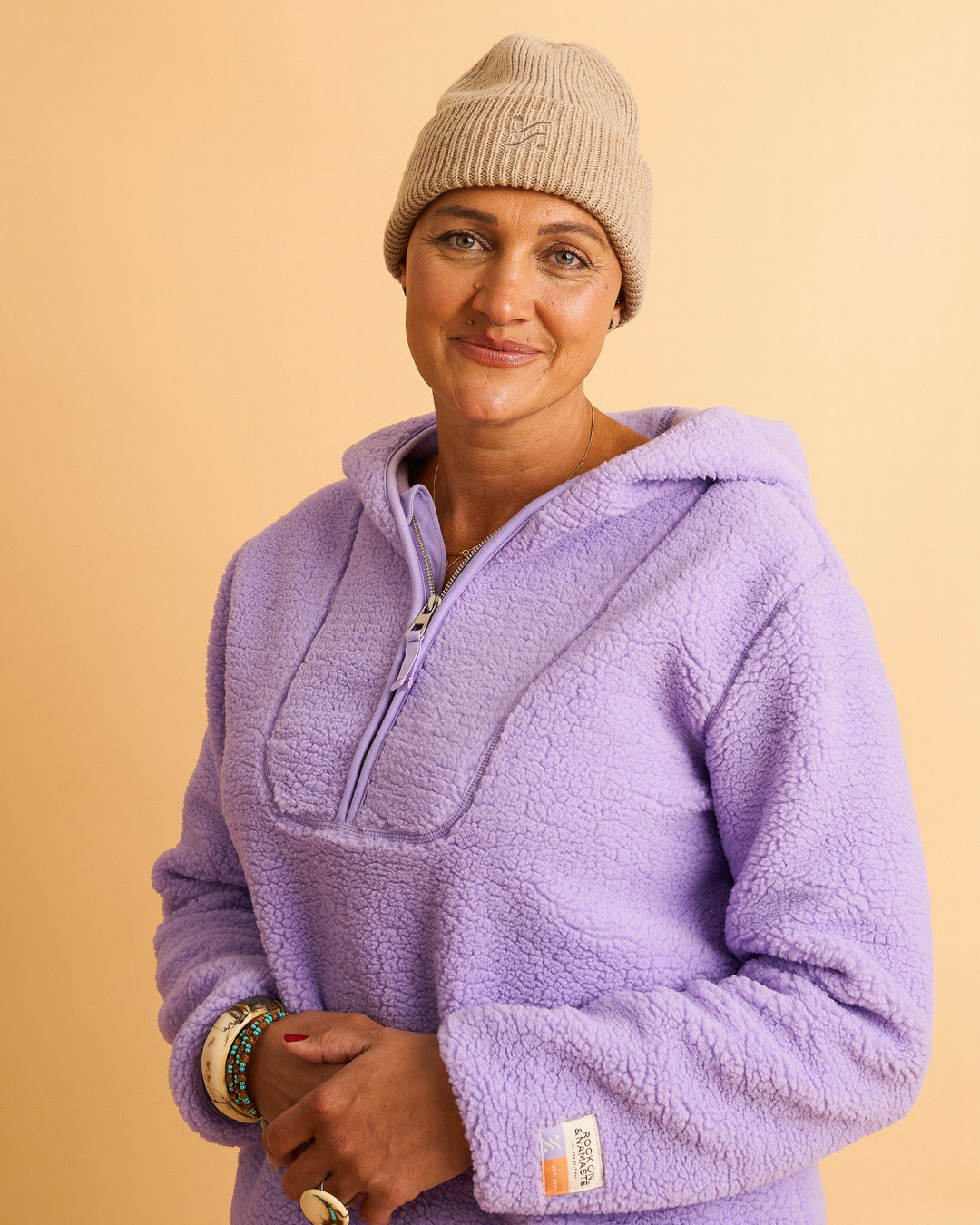 RONA Beanie - Beige/Lilac/Rosewood