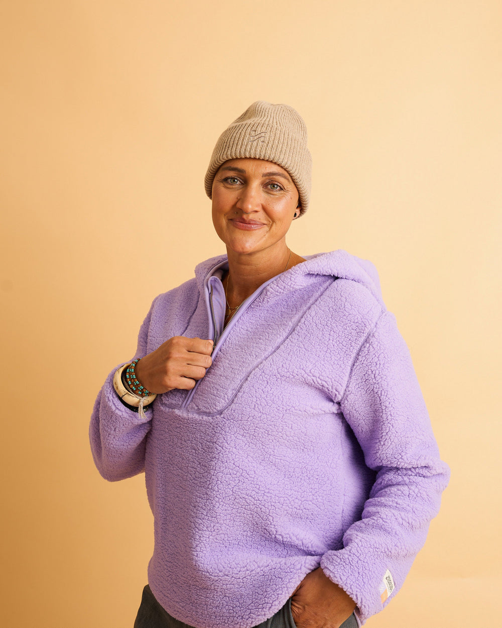 Teddy Zip Hoodie - Lilac
