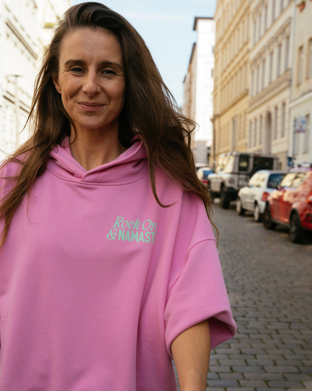 Love, Peace & Happiness Hooded Sweatshirt - Pink