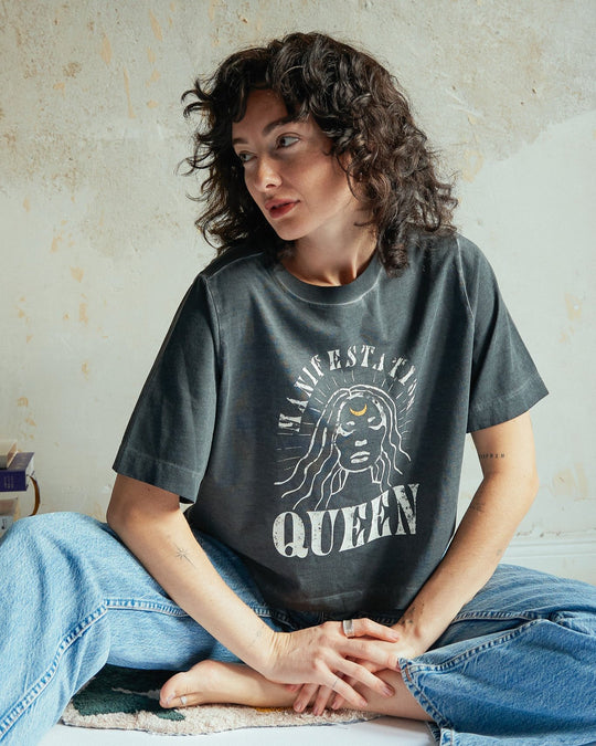 Manifestation Queen Cropped T-Shirt - Grau