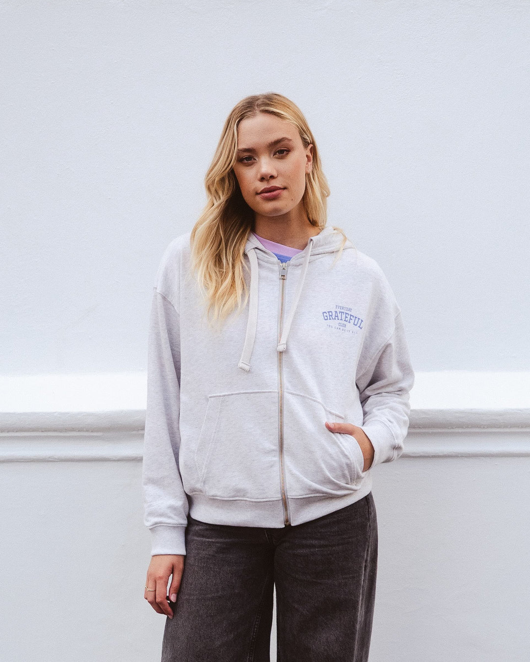 Grateful Zip Hoodie - Grau