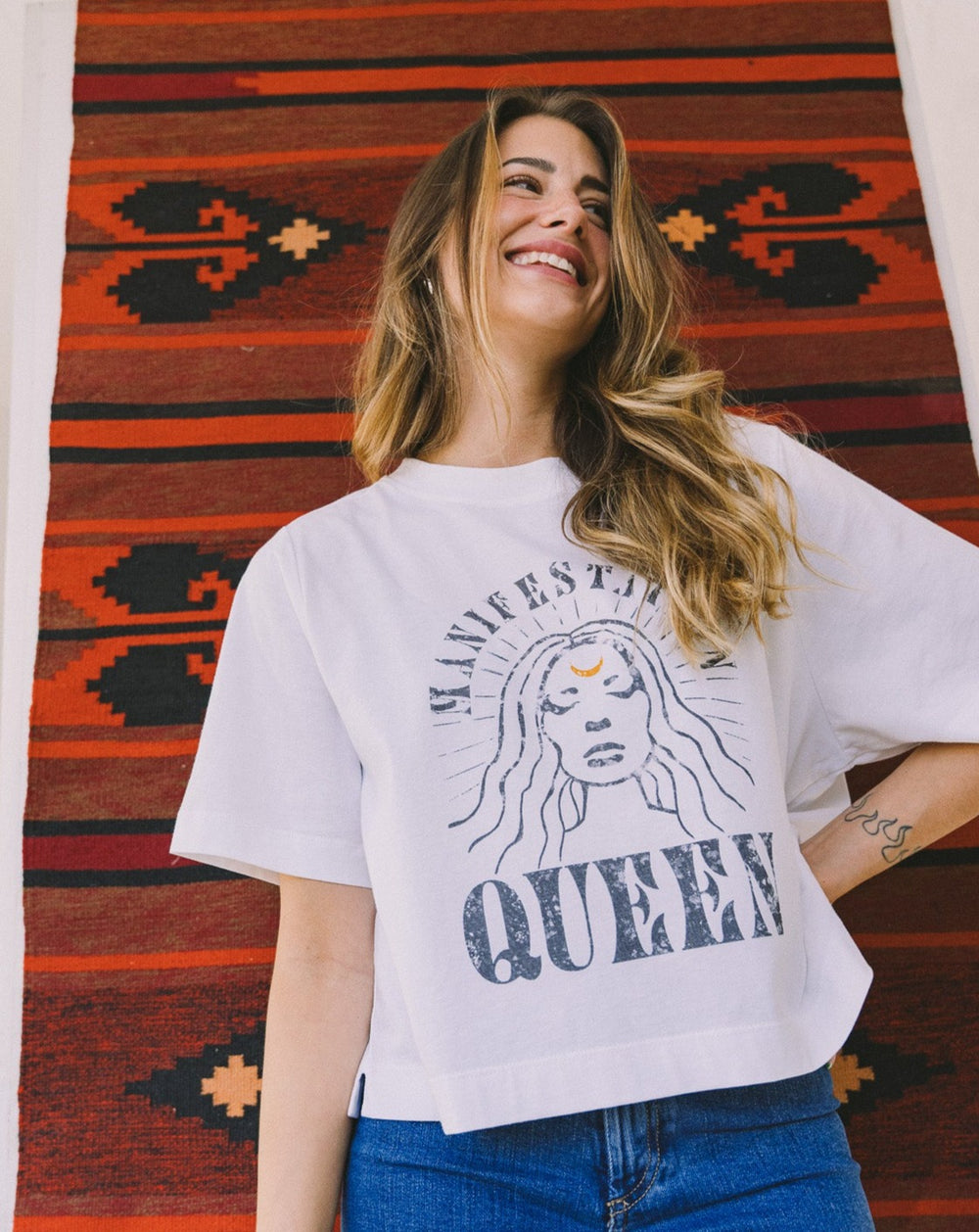 Manifestation Queen Cropped T-Shirt White