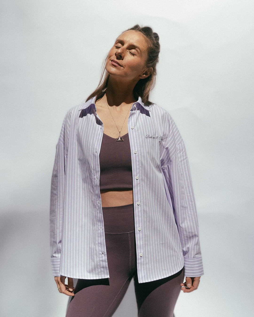 Oversized Bluse gestreift - Lilac