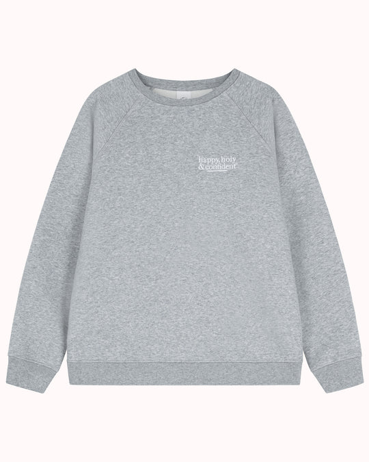 Happy Holy & Confident Sweatshirt (heathergrey/coral)