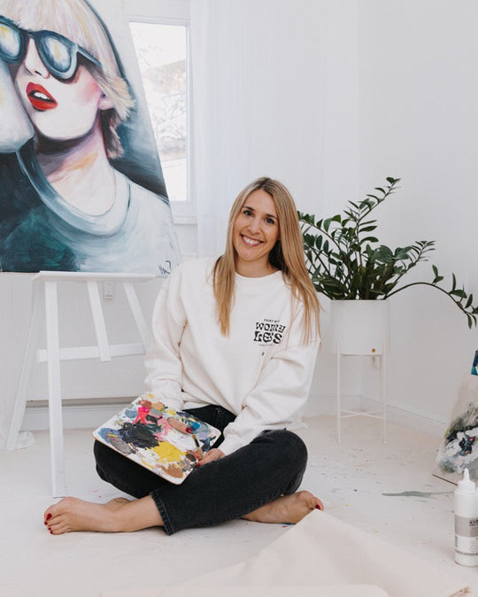 Paint more worry less Sweatshirt - Weiß