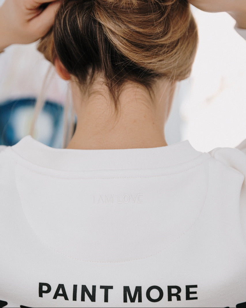 Paint more worry less Sweatshirt - Weiß