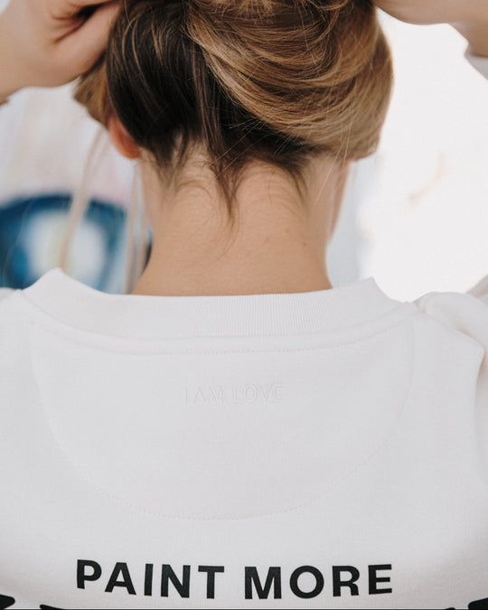 Paint more worry less Sweatshirt - Weiß