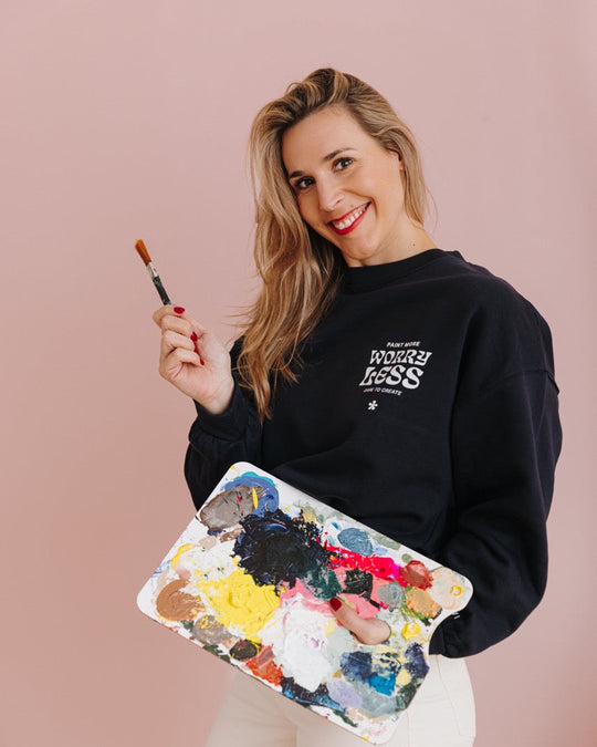 Paint more worry less Sweatshirt - Blau