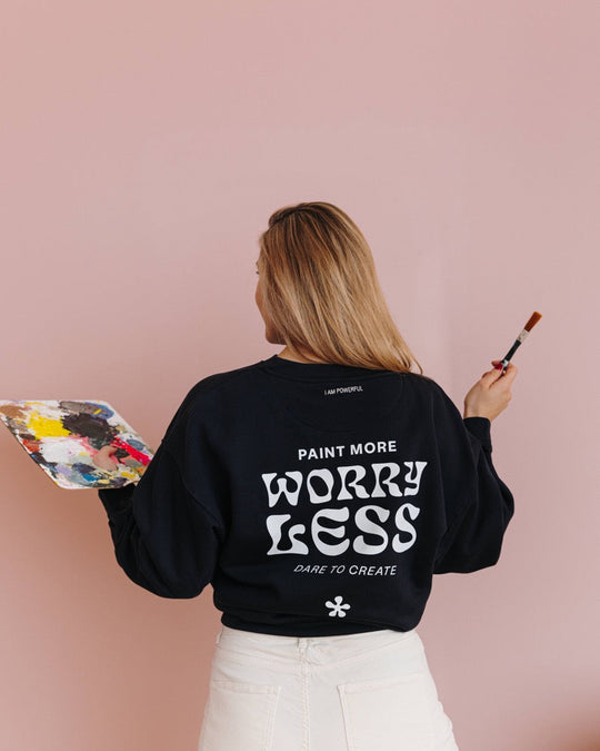 Paint more worry less Sweatshirt - Blau