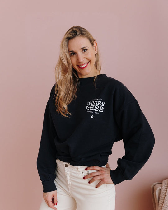 Paint more worry less Sweatshirt - Blau