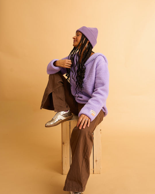 Teddy Zip Hoodie - Lilac