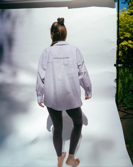 Oversized Bluse gestreift - Lilac
