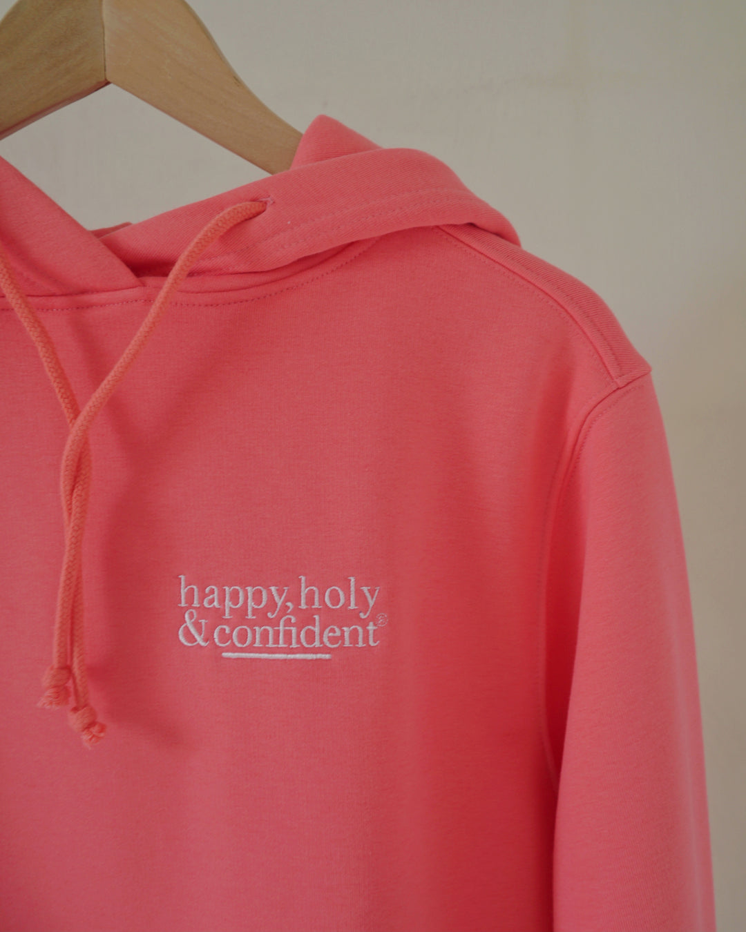 Happy Holy & Confident Hooded Sweatshirt (coral)